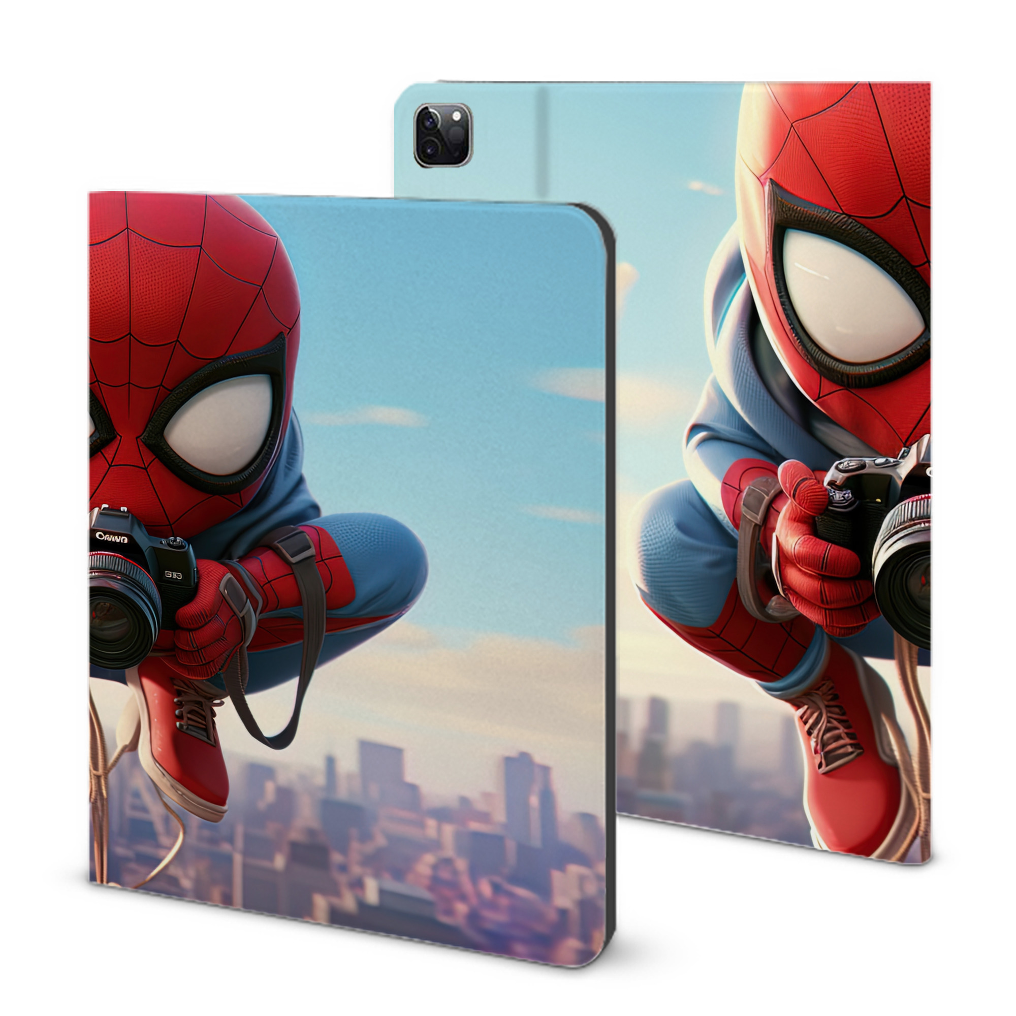 （画像用） Spider Man スパイダーマン IPad ケース ブック型 PUレザー TPU 耐衝撃 軽量 薄型 ペン収納なし 全面保護 IPad 各モデル対応
